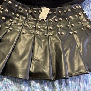 AKIRA Black Pleated Mini Skirt with Silver Studs